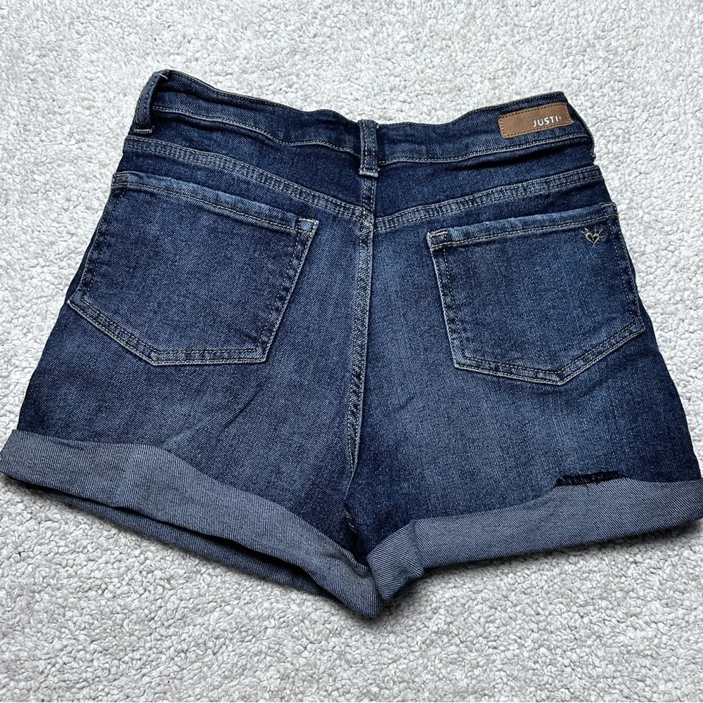 Justice Cutoffs  Intentionally Distressed, Rolled Cuff Med Wash Size 14 Plus